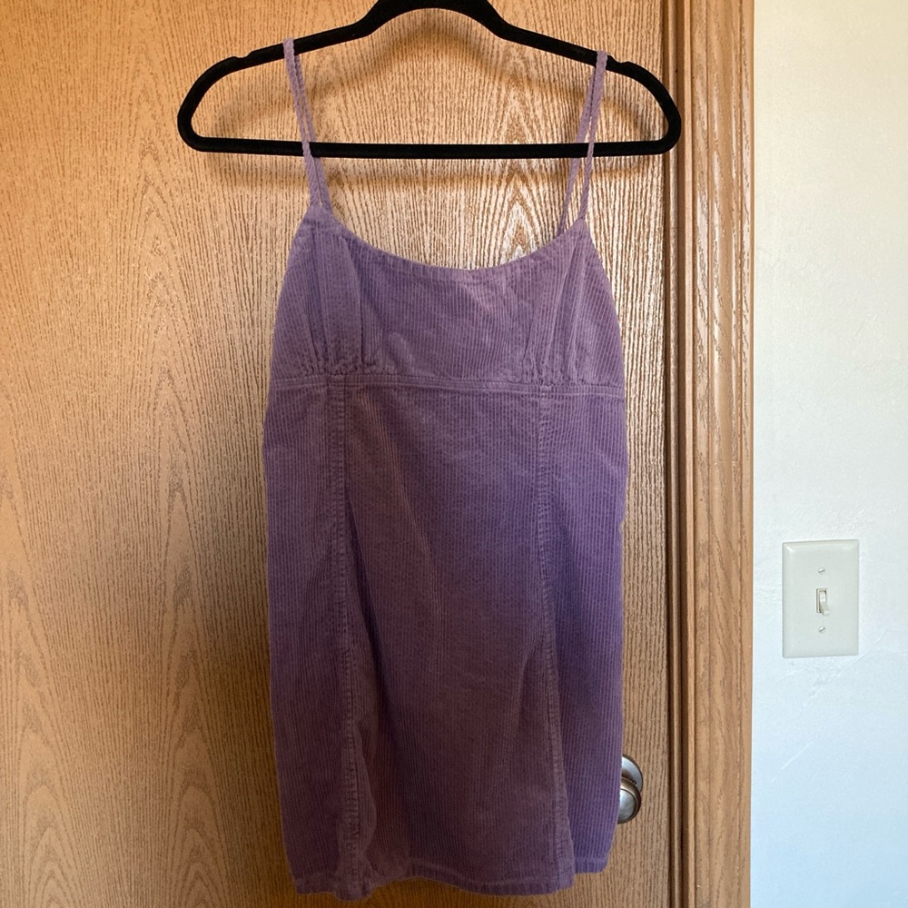 Purple Corduroy Spaghetti Strap Dress